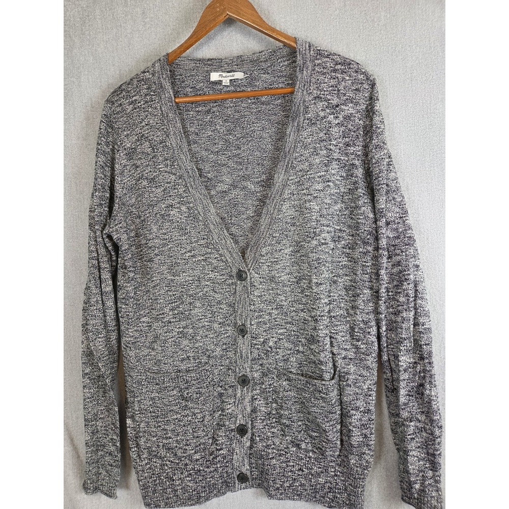 Madewell Fieldwalk‎ Cardigan Heather Marl Gray Button Front Knit Womens M Preppy